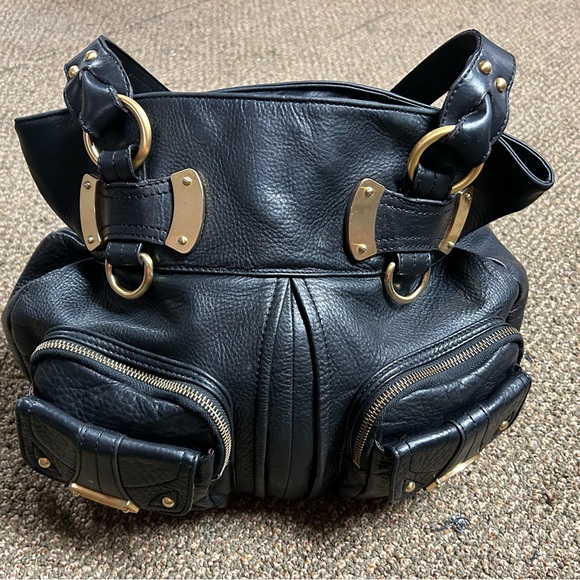 b. makowsky Handbags - B. Makowsky Black Leather Handbag- Gold hardware - Shoppers Pockets - MINT-RARE